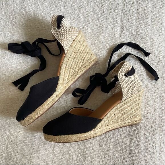 J. Crew Shoes - J. Crew Canvas Ankle-Wrap Espadrille Wedges